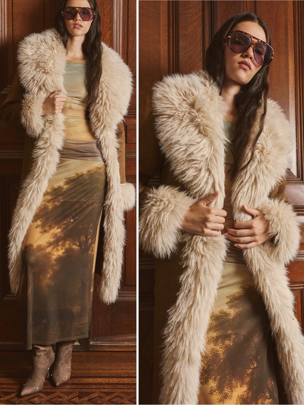 Avec Les Filles Belted Faux Suede and Sherling Coat / XS NEW WITH TAGS NW - Picture 3 of 14